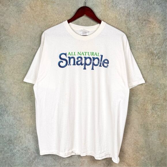 VTG Snapple Iced Tea Promo T Shirt Sz XL White All Natural Big Spell Out Logo - Picture 1 of 9